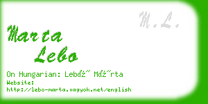 marta lebo business card